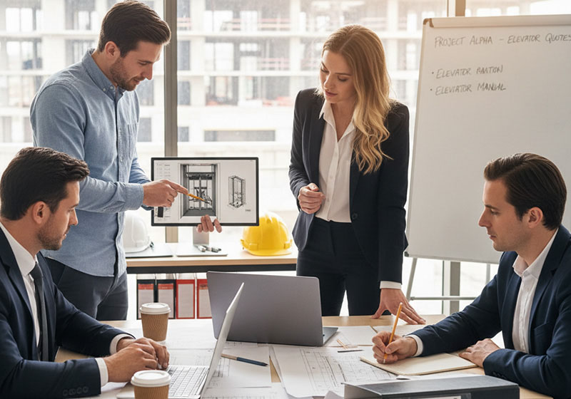 Persone in ufficio discutono un preventivo